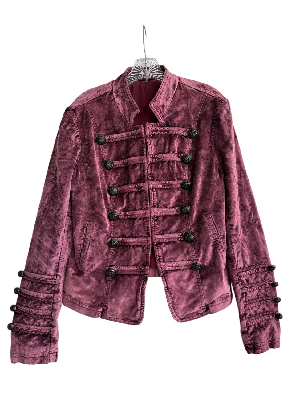 Free People Velvet Military Napoleon Jacket Aster Mauve Medium M
